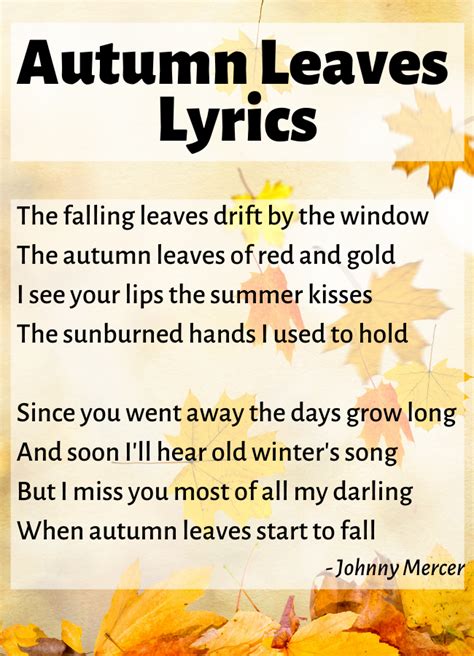 autumn leaves english lyrics